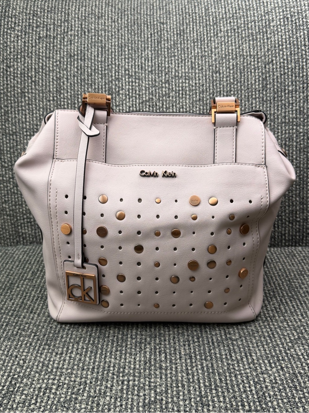 Calvin Klein Sophia Tote Bag Blush Pink Rose Gold Studded NWT Flaws READ